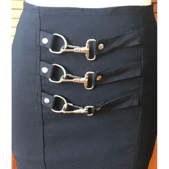 Vintage Lip Service Gangsta Pranksta Goth Punk Emo Black Fishtail Buckle Skirt S - Picture 5 of 9